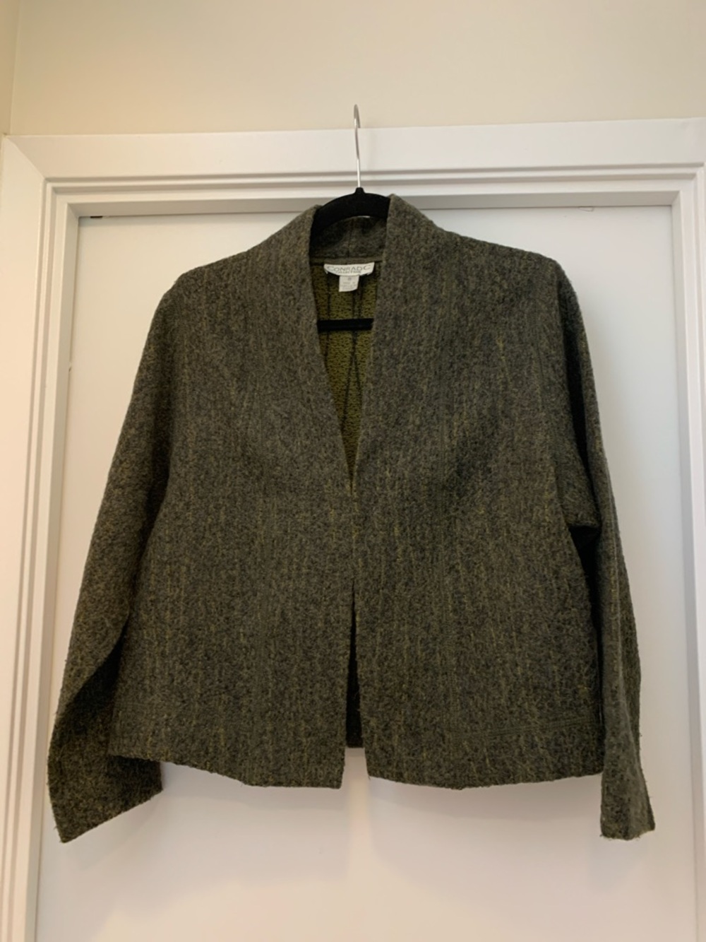 Collared Open-Front Blazer in Olive Green
